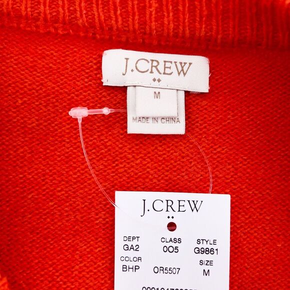 J Crew Factory Orange Ruffle Cuff Sweater Womens M Knit G9861 Brand New w/ Tag - Picture 7 of 8